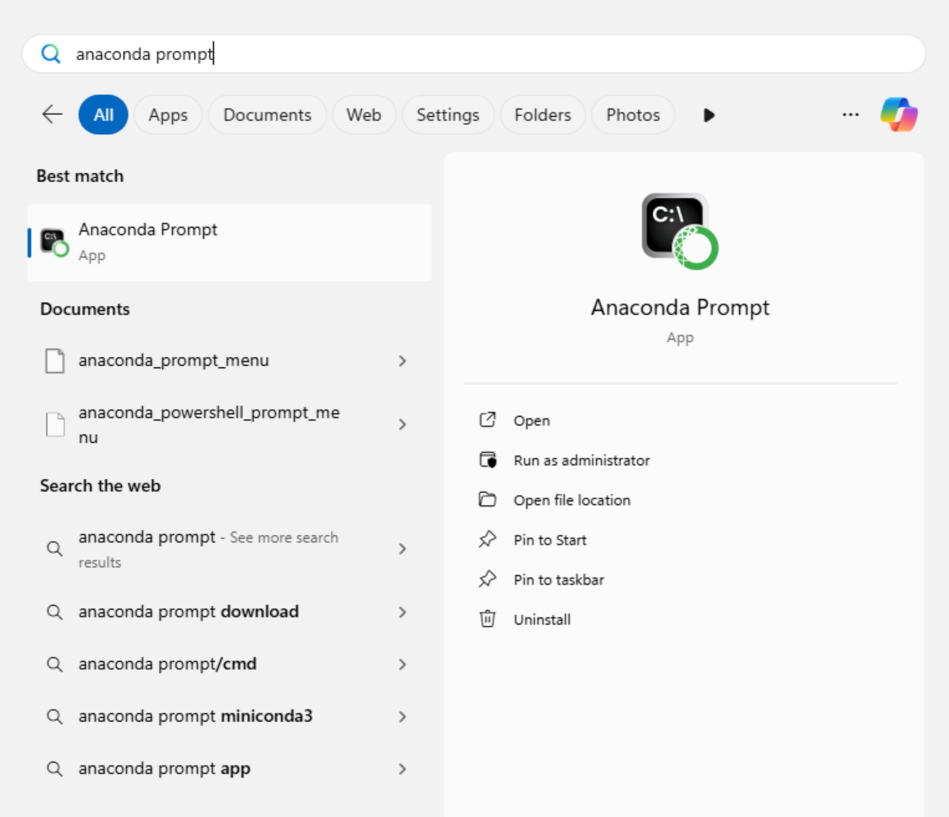 Anaconda Search Result