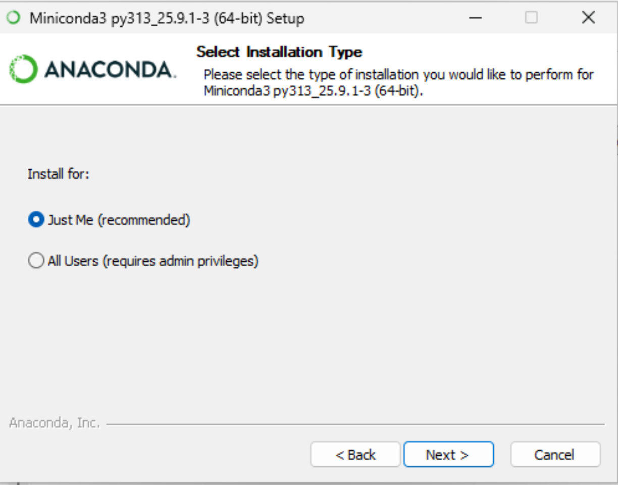Miniconda Installation Type