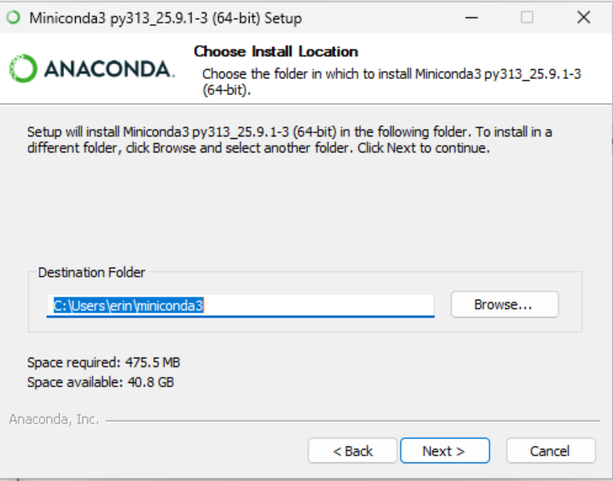 Miniconda Installation Location